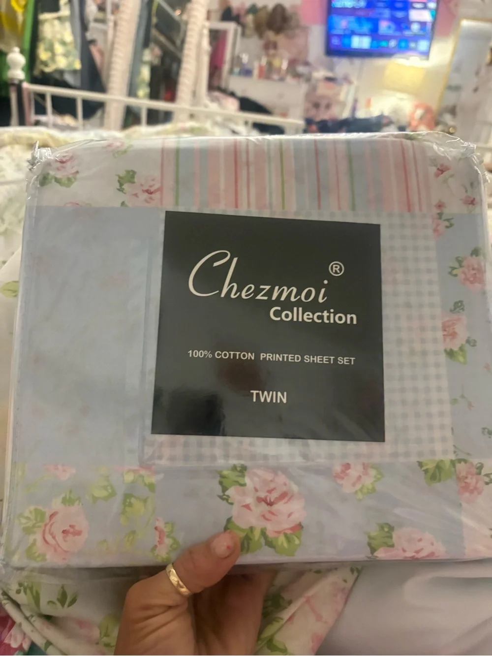 New 3pc Twin Shabby Chic Holly 3/4 Printed Floral Patchwork Cotton Sheet Set